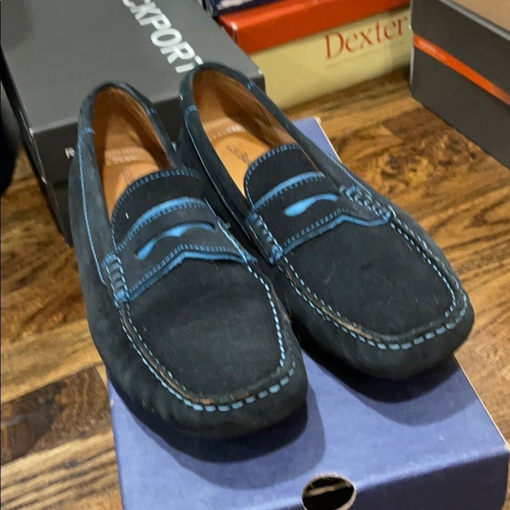 Black and blue slip on